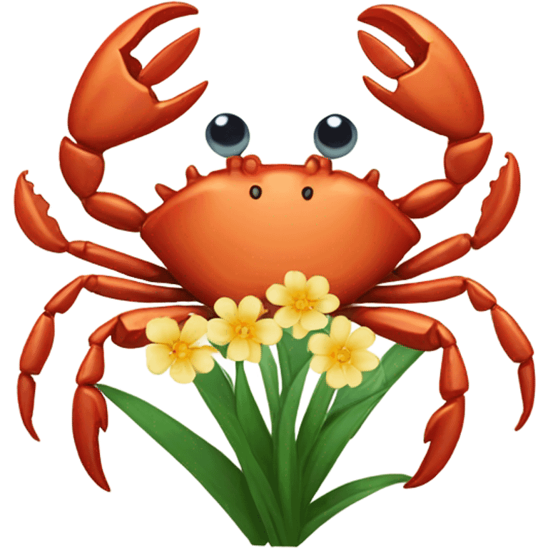 A crab with flowers emoji