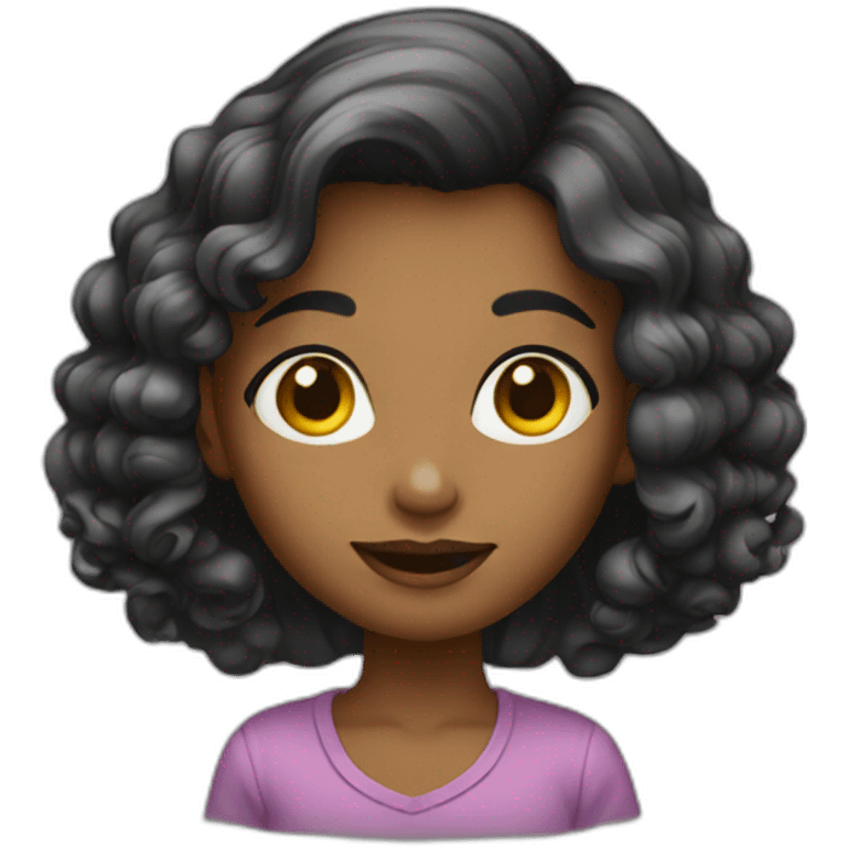 young girl-with Hair curled  black emoji