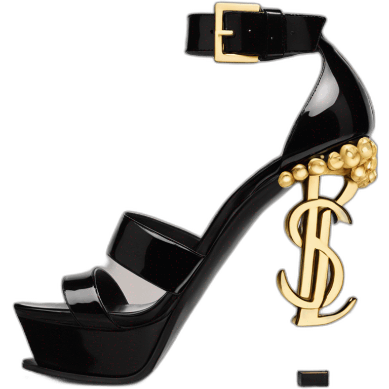 Ysl TRIBUTE heel SANDAL black PATENT LEATHER emoji