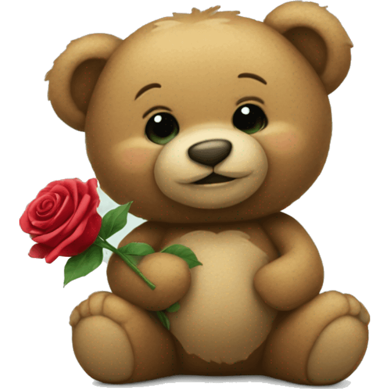 teddy bear holding a rose emoji