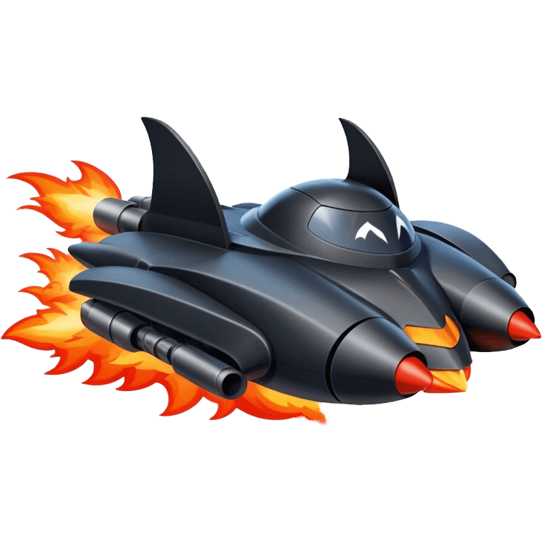 batmobile in rocket ship boom rocket at take-off in fire france emoji