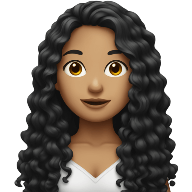 Latina girl with long curly black hair  emoji