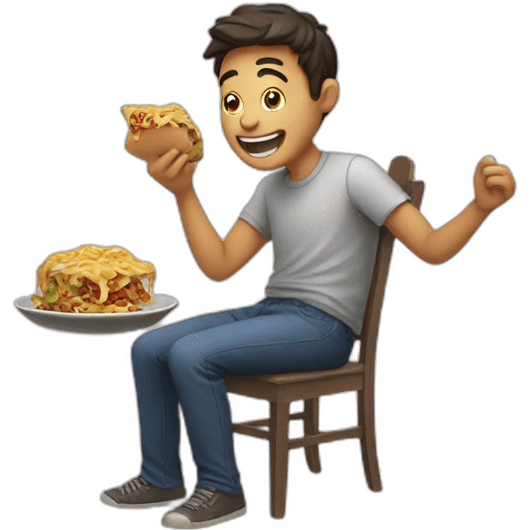 Guy eating food very happy emoji