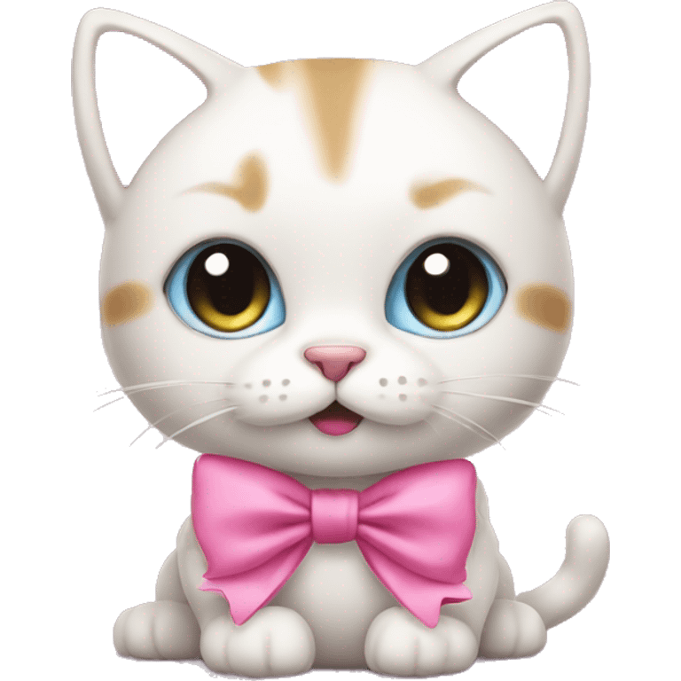 Cute cat with pink bow emoji