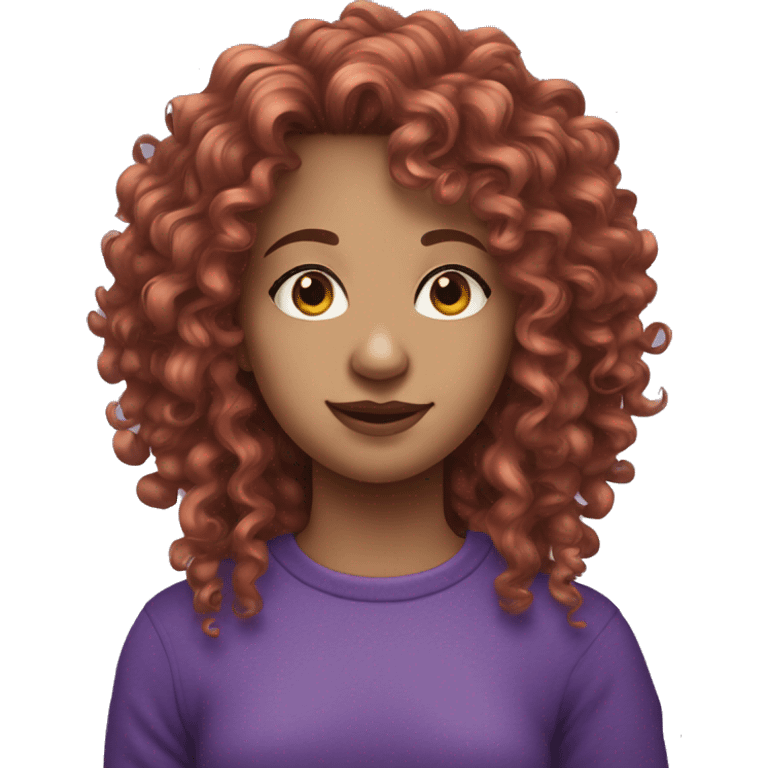 European, purple curly hair, woman, teenager, nose ring. emoji