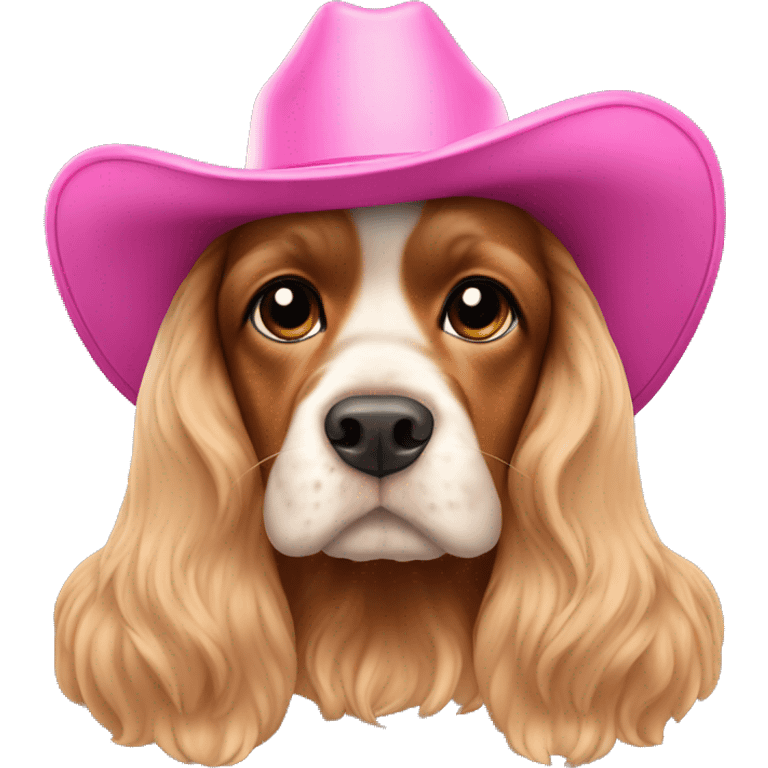 Cocker spaniel with pink cowboy hat on  emoji