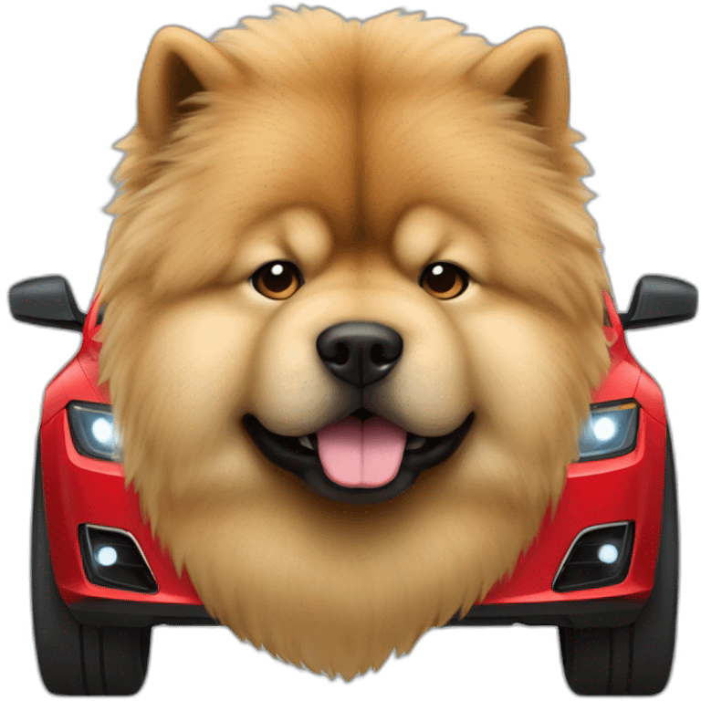 chow chow in a tesla car black emoji