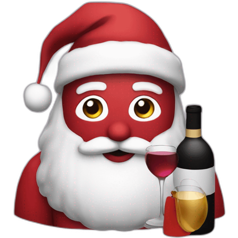 A Santa with a wine bottle and a Covid mask emoji