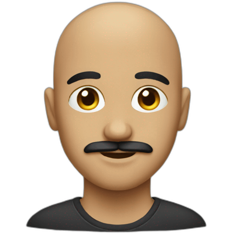 bald young developer with a black mustache emoji