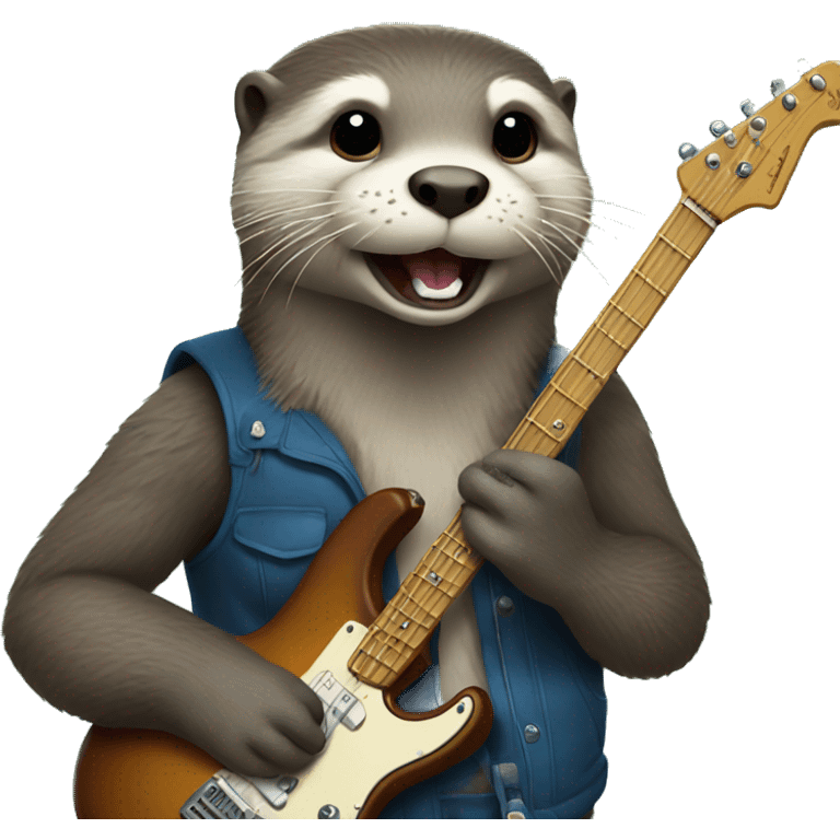 Otter in a rock band emoji