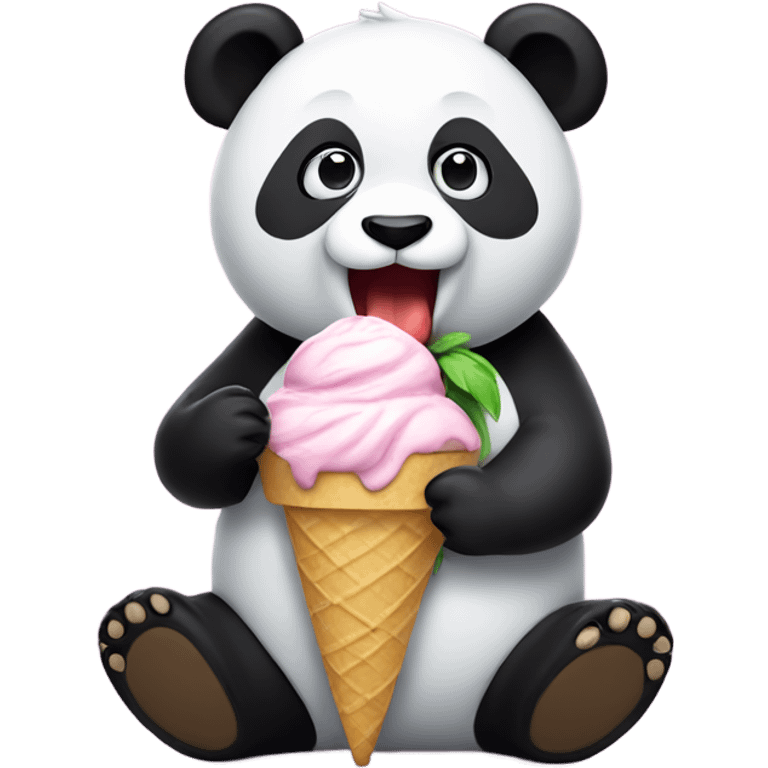 Panda eating ice cream emoji