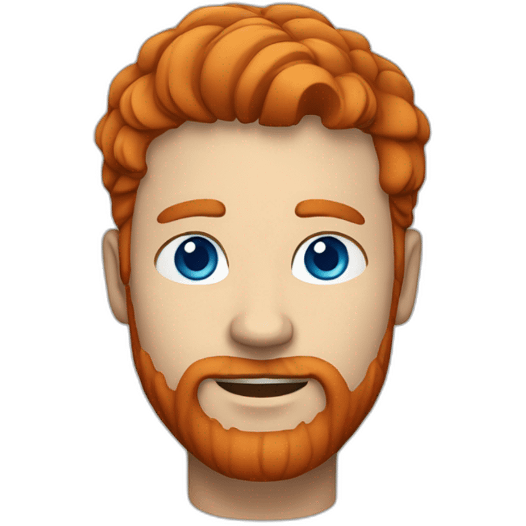 White man with short red hair and red beard with blue eyes emoji