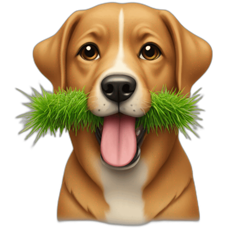 dog with grass in mouth emoji