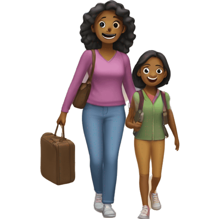 Mom and daughter on a trip emoji