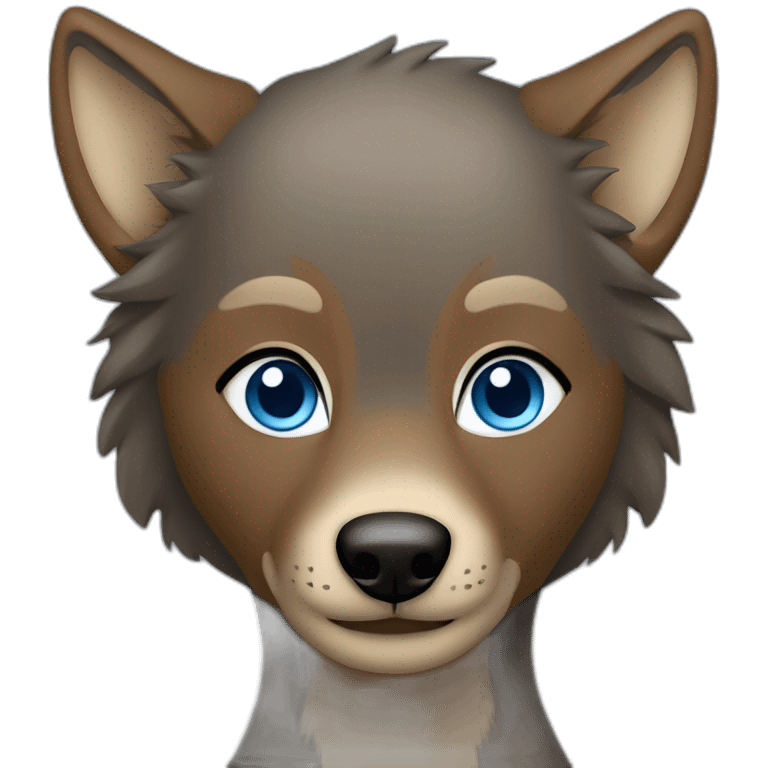 Brown female wolf blue eyes  emoji