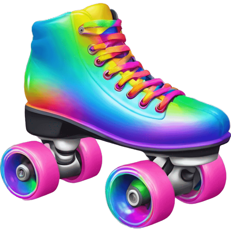 Lisa frank roller skate with rainbow laces and neon wheels emoji