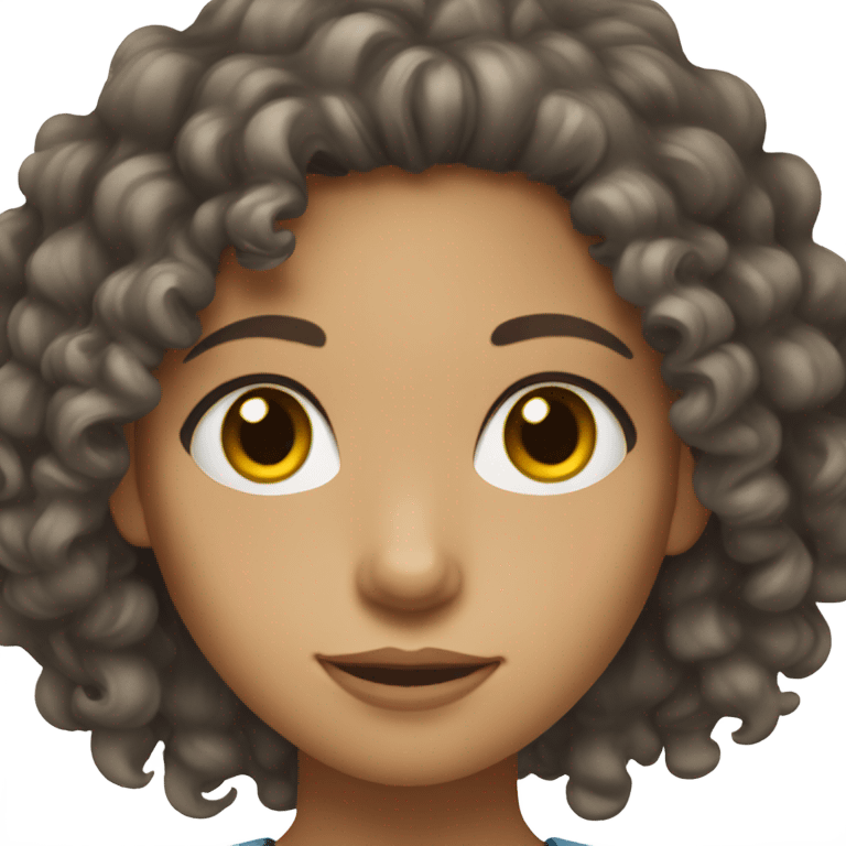 ligthskin girl with dark brown eyes and medium length curly hair emoji