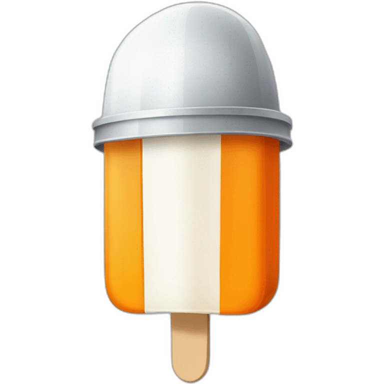 a white popsicle with one large horizontal orange stripe wearing a medieval helmet emoji