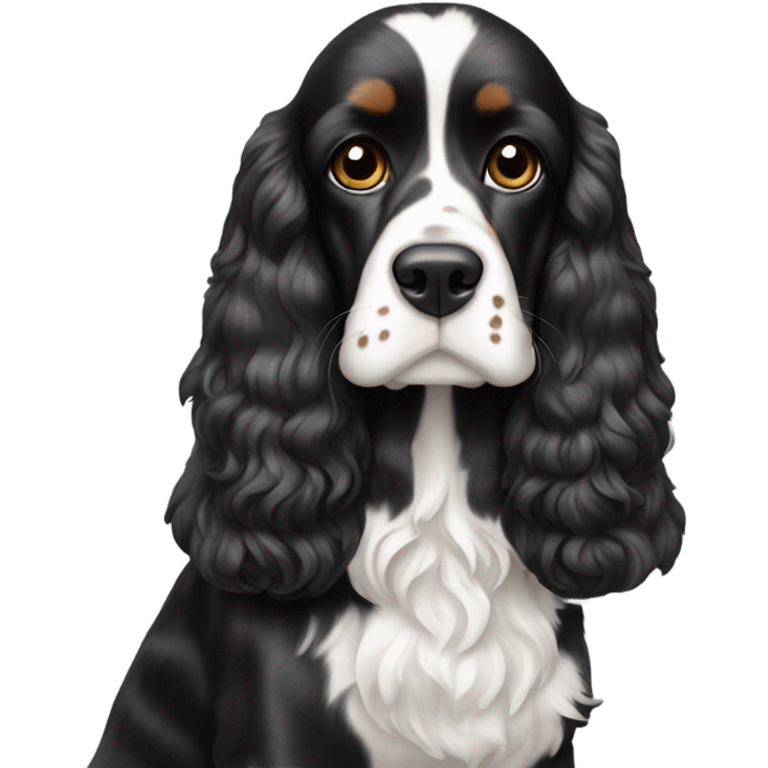 Black and white spotted cocker spaniel emoji