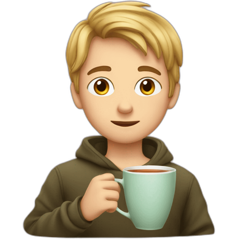 Boy sipping tea emoji