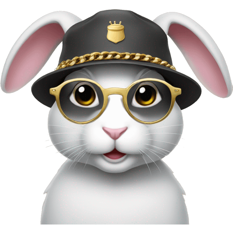 rabbit with cap, glasses and gold chain emoji