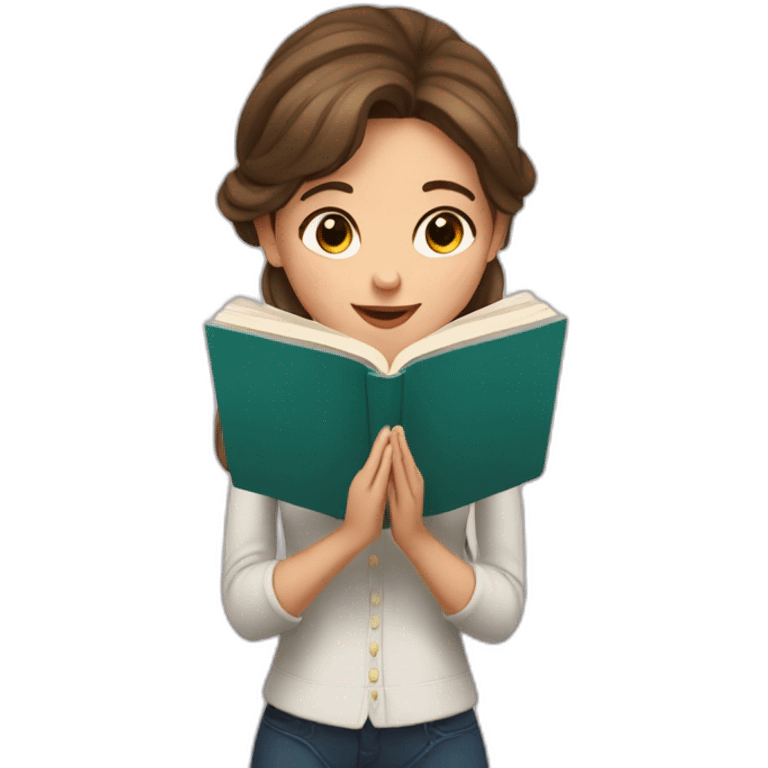 european girl reads a book emoji