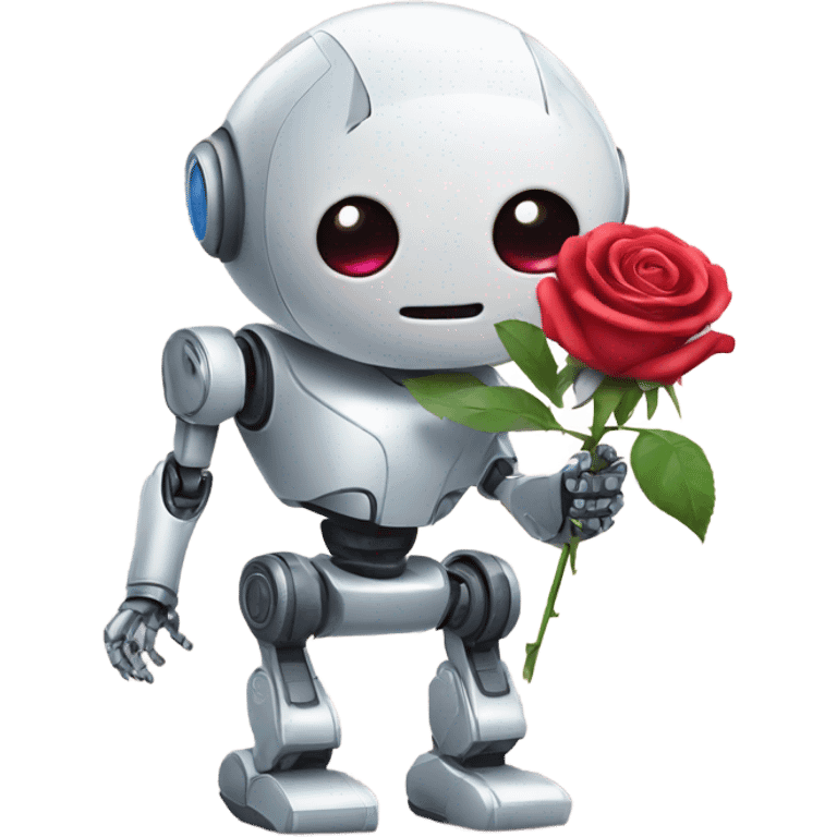 cute robot holds a rose emoji