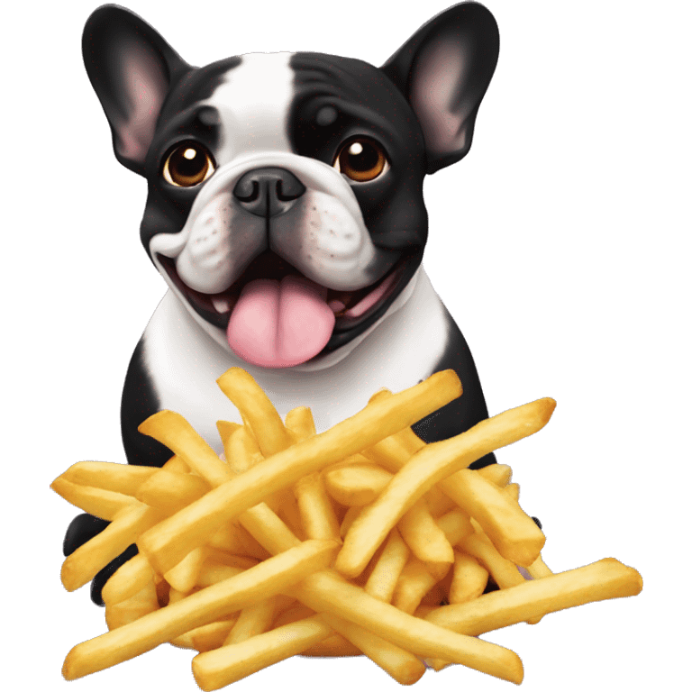 Black French Bulldog love Fries  emoji