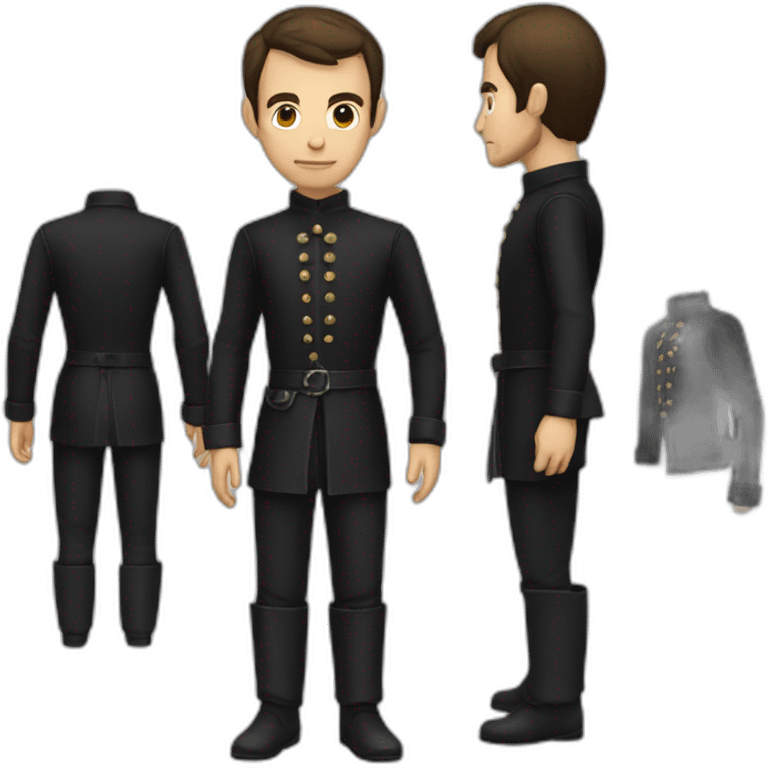 medieval evil spy putting normal clothes over a black suit emoji