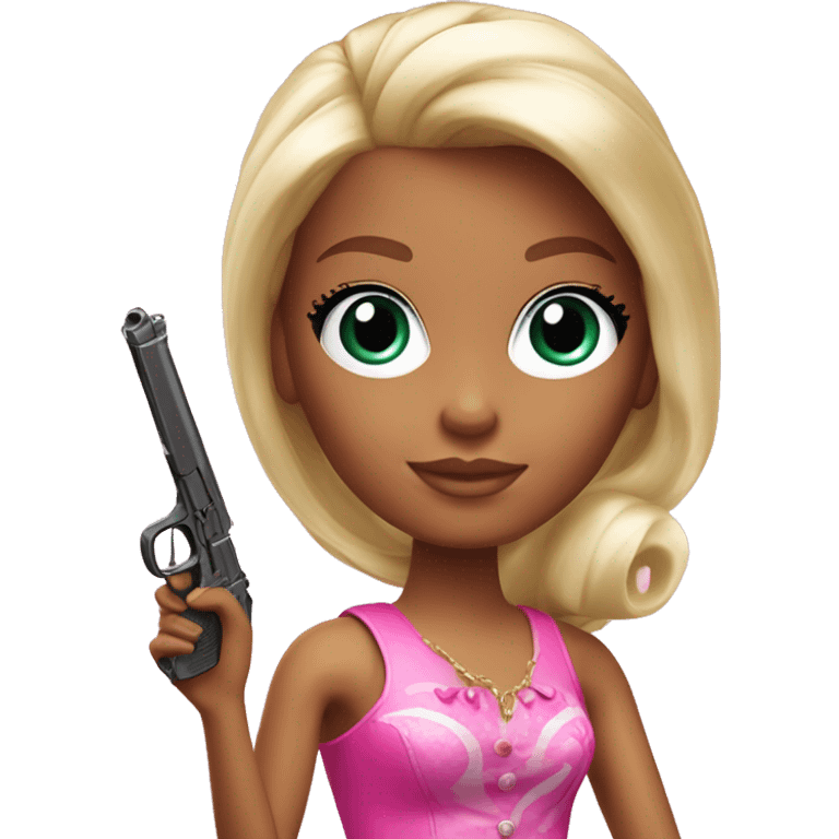 barbie girl holding toy gun emoji