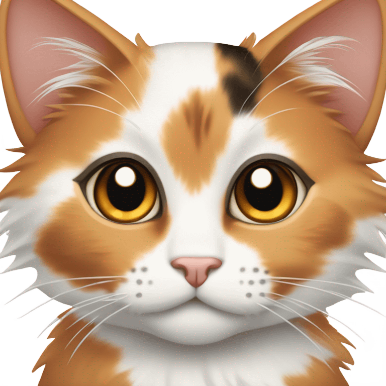 A calico girl cat with lashes emoji