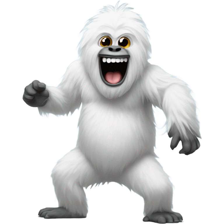 A yeti dancing with its tongue out emoji