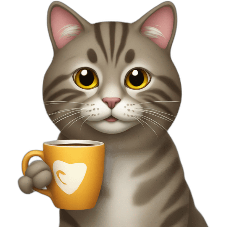 cat drinking coffee emoji