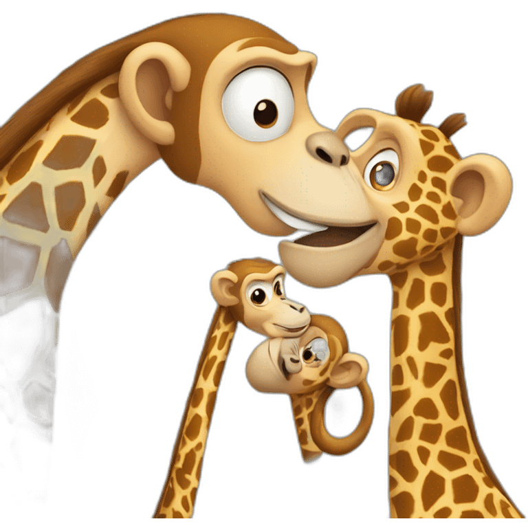 Monkey kiss giraff emoji