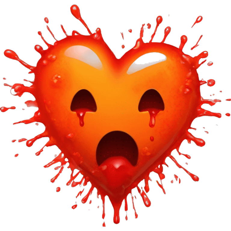 bleeding red heart glowing red-orange with splatter emoji