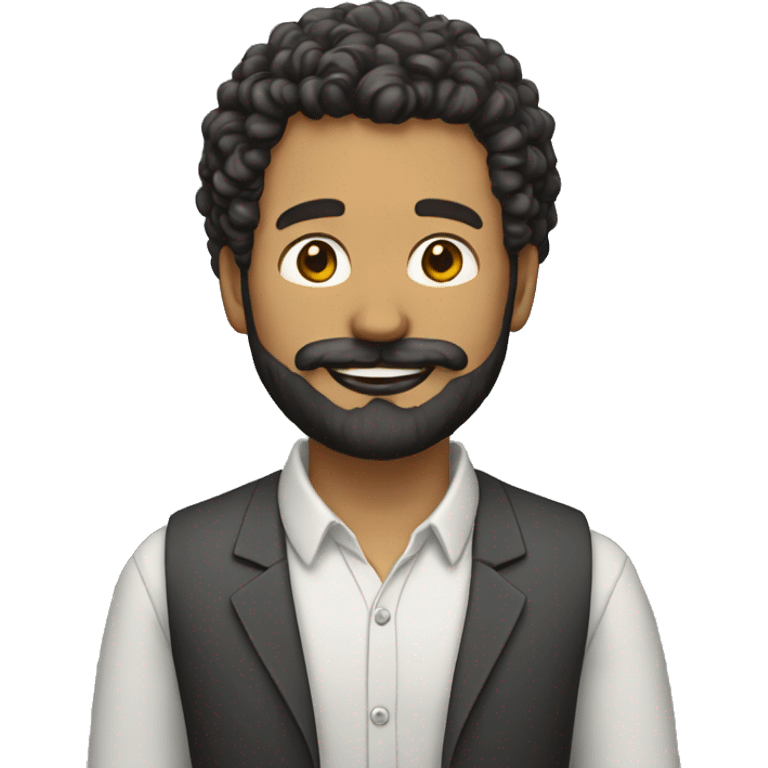 A white men with short beard and a mustache, side cut curly hair, as a teacher emoji