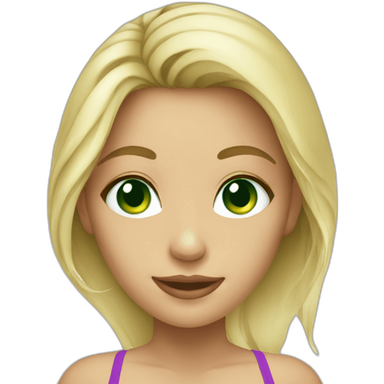 blond girl green eyes bikini emoji