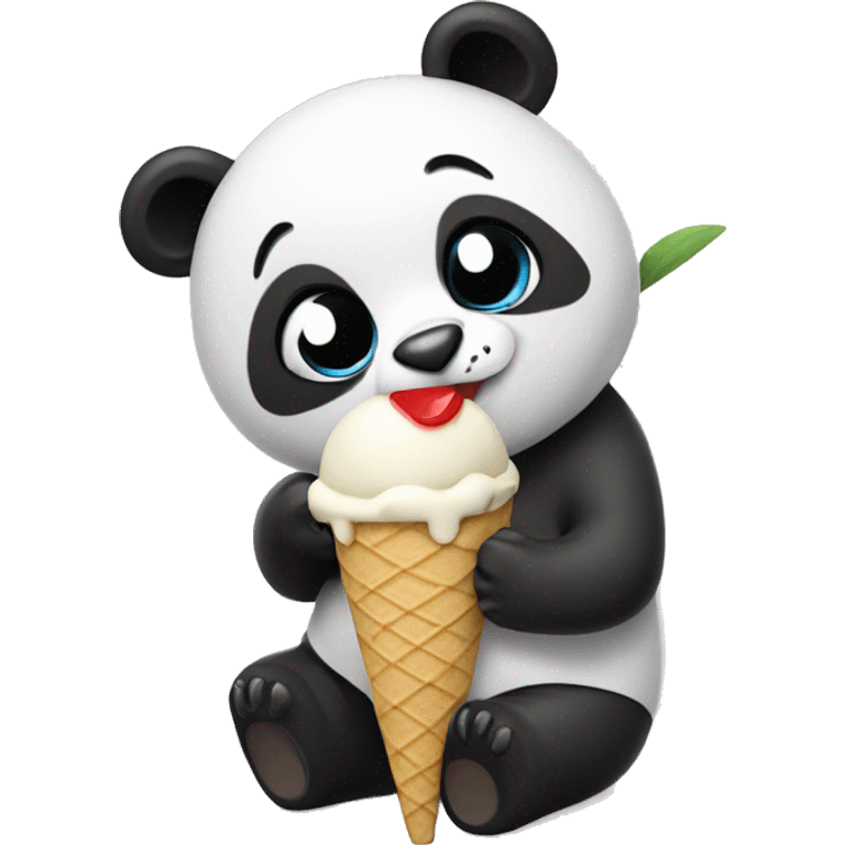 Panda eating ice cream emoji