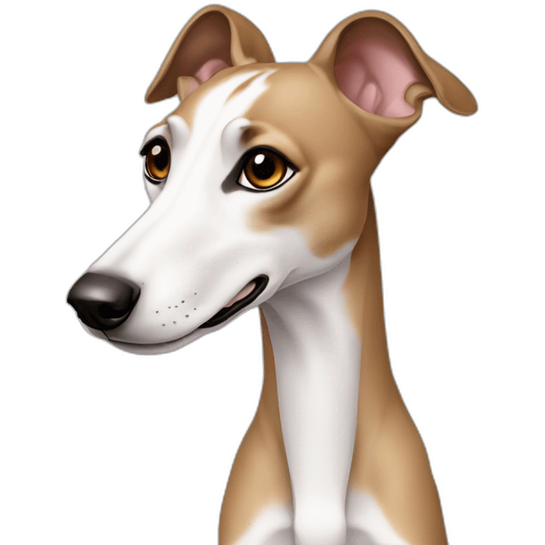 Whippet white white brown ear emoji