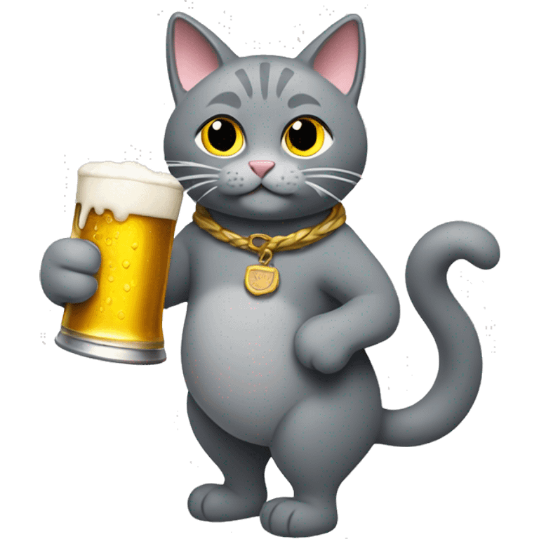 Grey cat pouring beer emoji