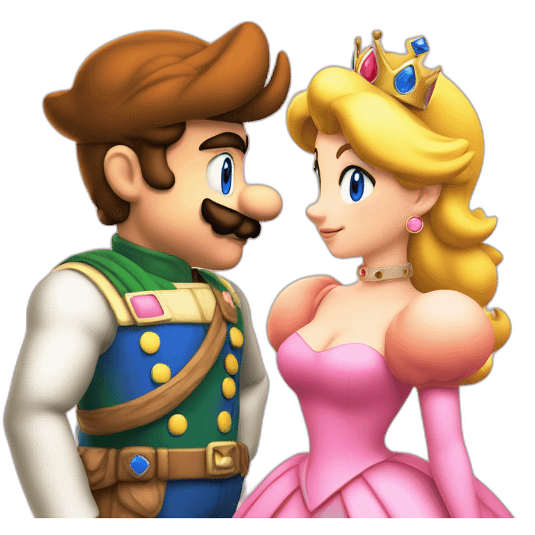 Super Mario and princess peach only with face  emoji