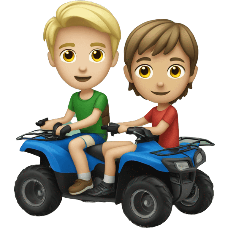 Quad bike with blonde boy and brunette boy emoji