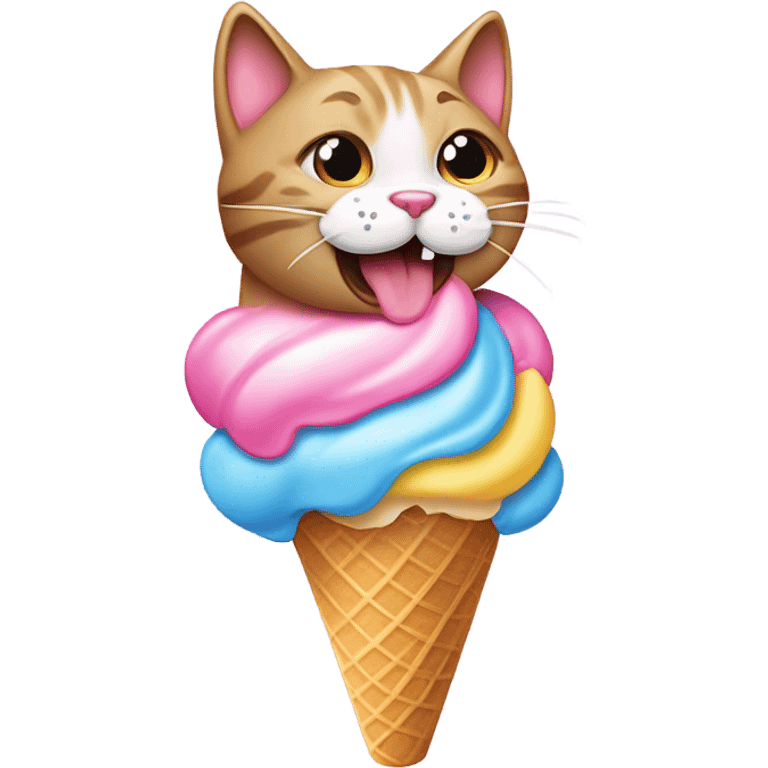 Cat eating ice cream emoji