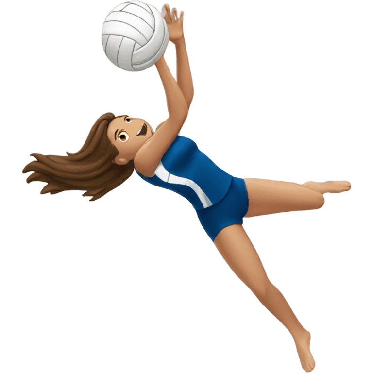 Volleyball player diving for a ball brown hair emoji