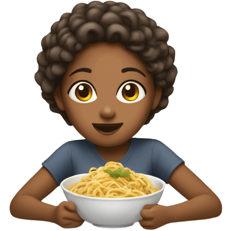 Brown girl eating noodles  emoji