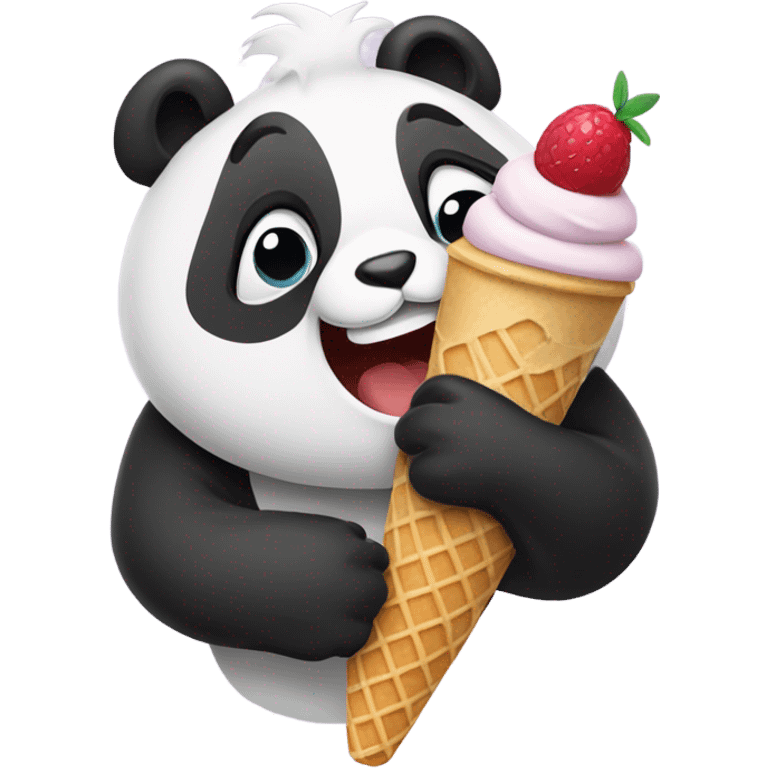 Panda eating ice cream emoji