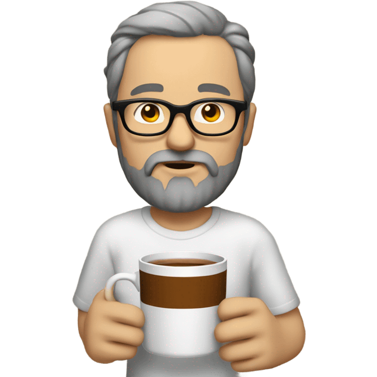 White man with brown beard and glasses sipping tea emoji