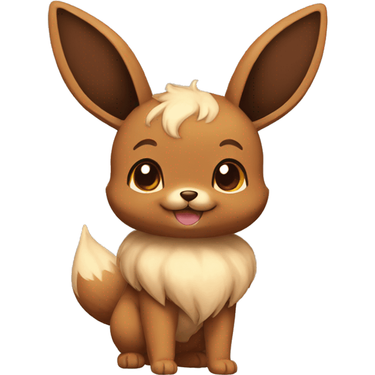 Brown Cookie-themed Eevee with chocolate chips patterns full body emoji