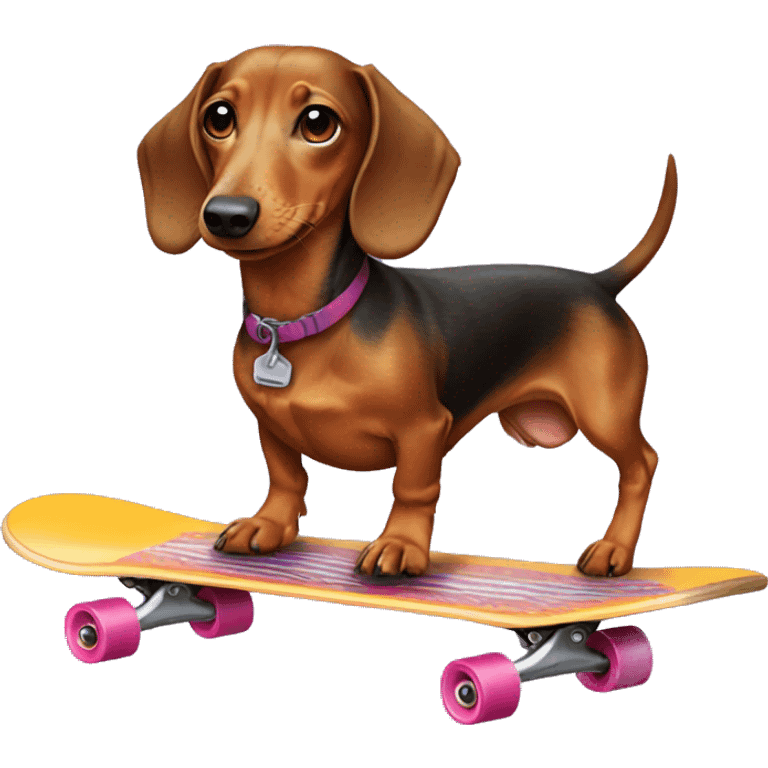 dachshund riding a skateboard emoji