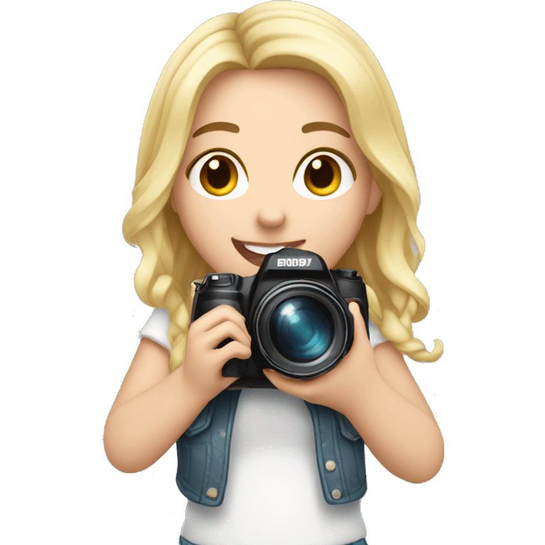 cute white girl with camera in her hands emoji